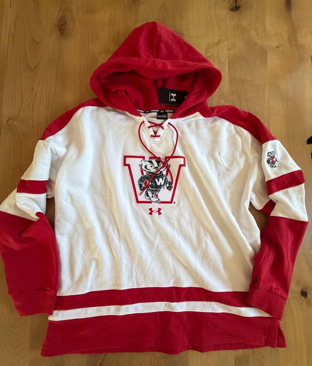 Under Armour Wisconsin Badgers Hockey Lacer Hoodie Red White XL